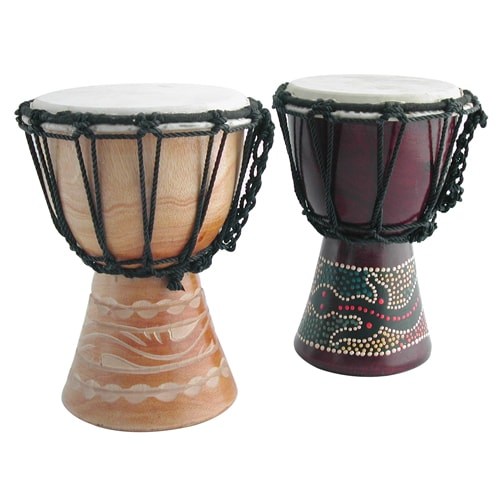 Painted Carved Djembe Drum 15cm