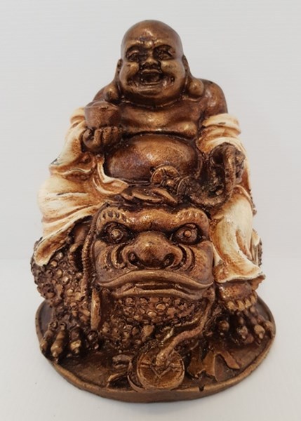 Chinese Buddha on Frog Resin