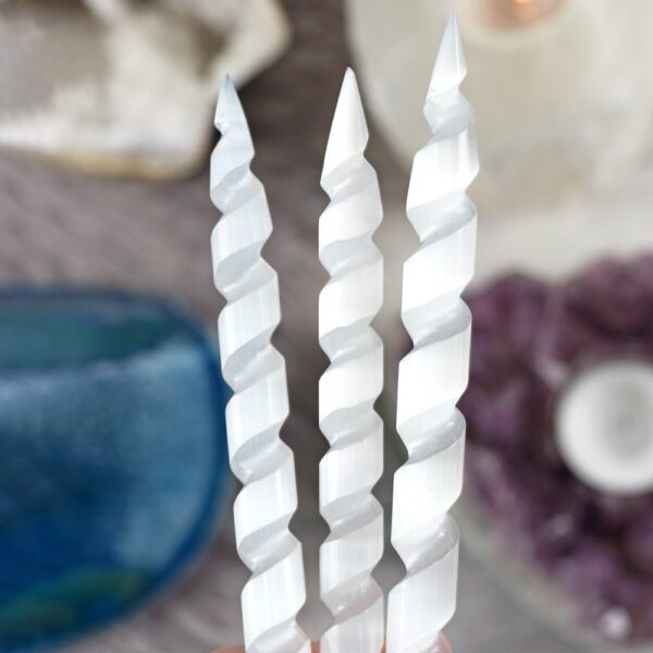 Selenite Unicorn Spiral Wand