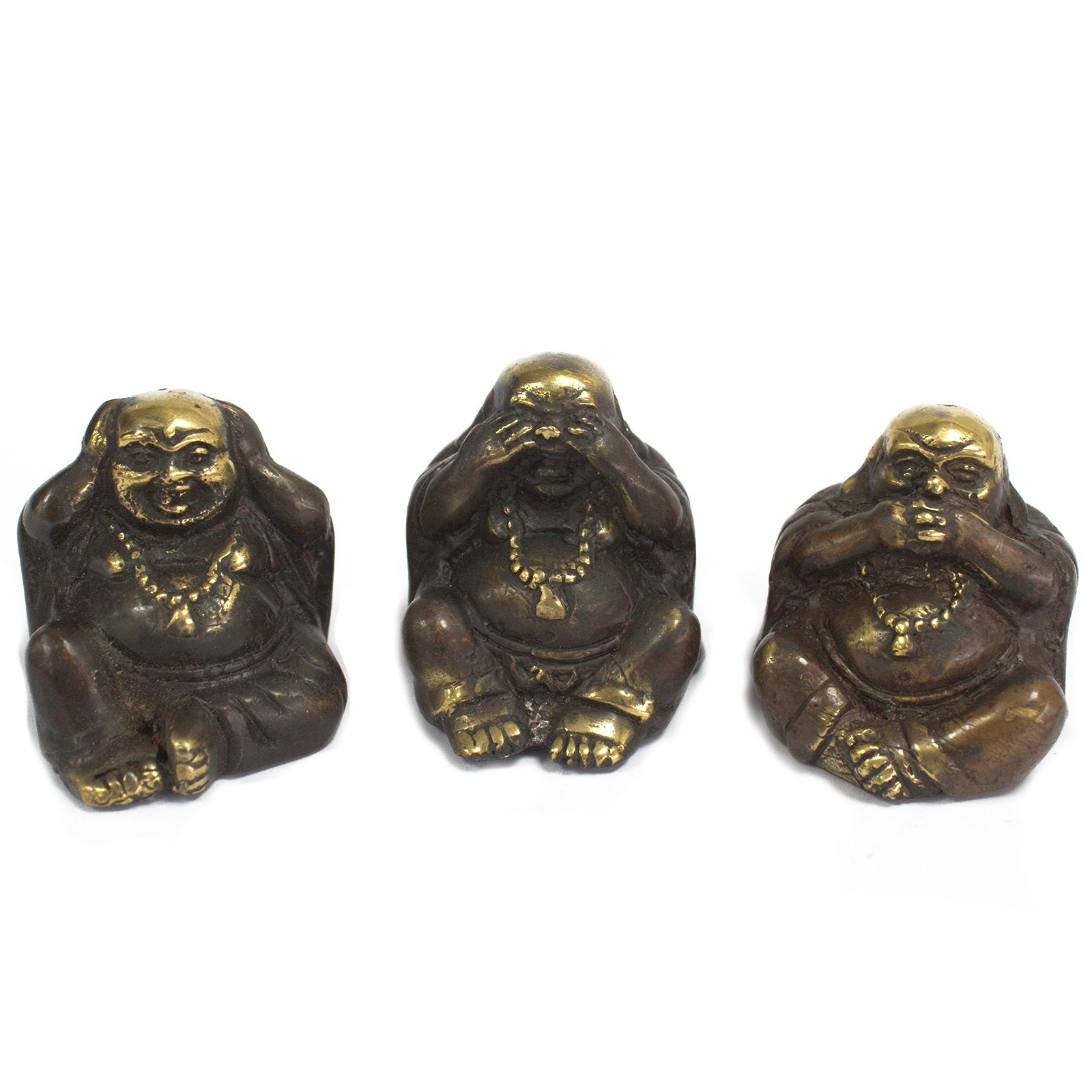 Brass See No Evil Buddhas – Set of 3 – Happy Buddha UK