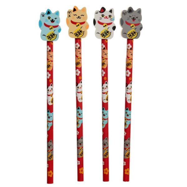 Lucky Cat Pencil & Eraser