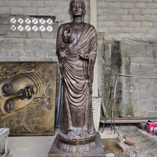 Tall Antique Gold Standing Buddha Statue - 3m Tall