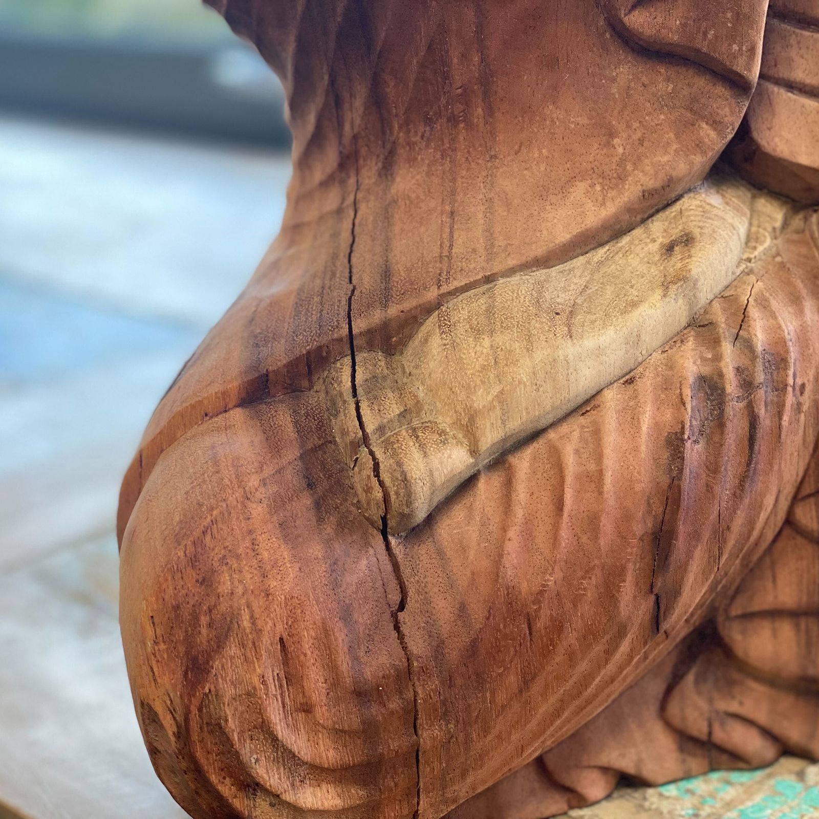 Hand Carved Buddha Statue - 25cm Thinking