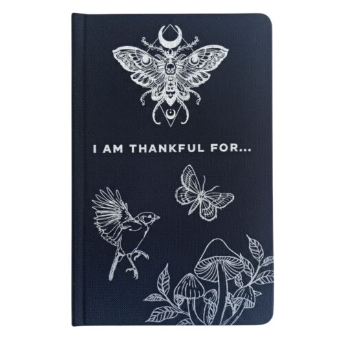 Black Gratitude Journal with Silver Lining - 120 pages - I am Thankful For