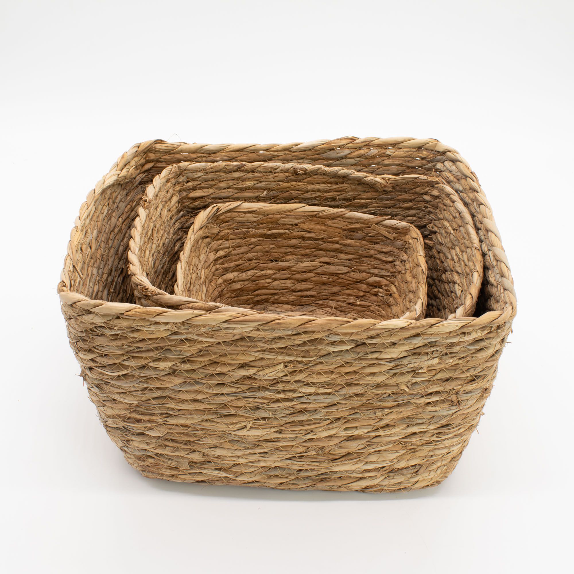 Seagrass Square Baskets - Natural - Set of 3