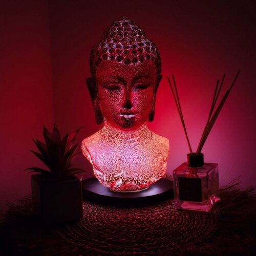 red buddha head lamp