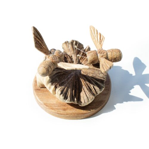 Handmade Parasite Wood Art Carving - Bees in The Works