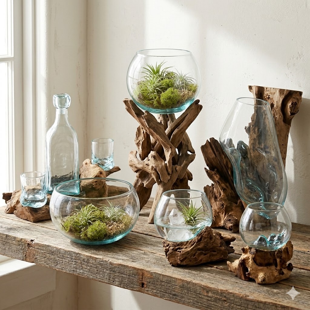 molten glass wood ornament