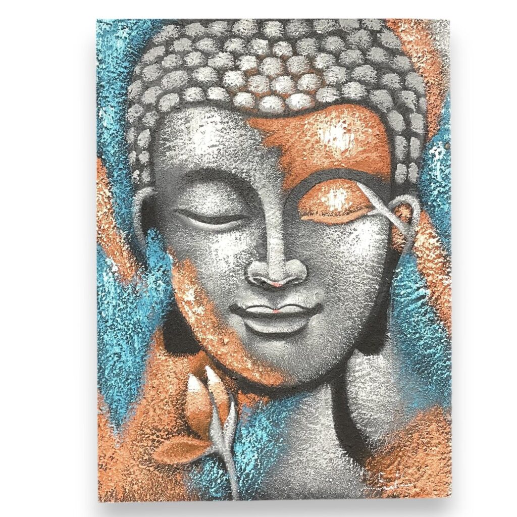 Buddha Painting - Silver & Rose Gold Flower