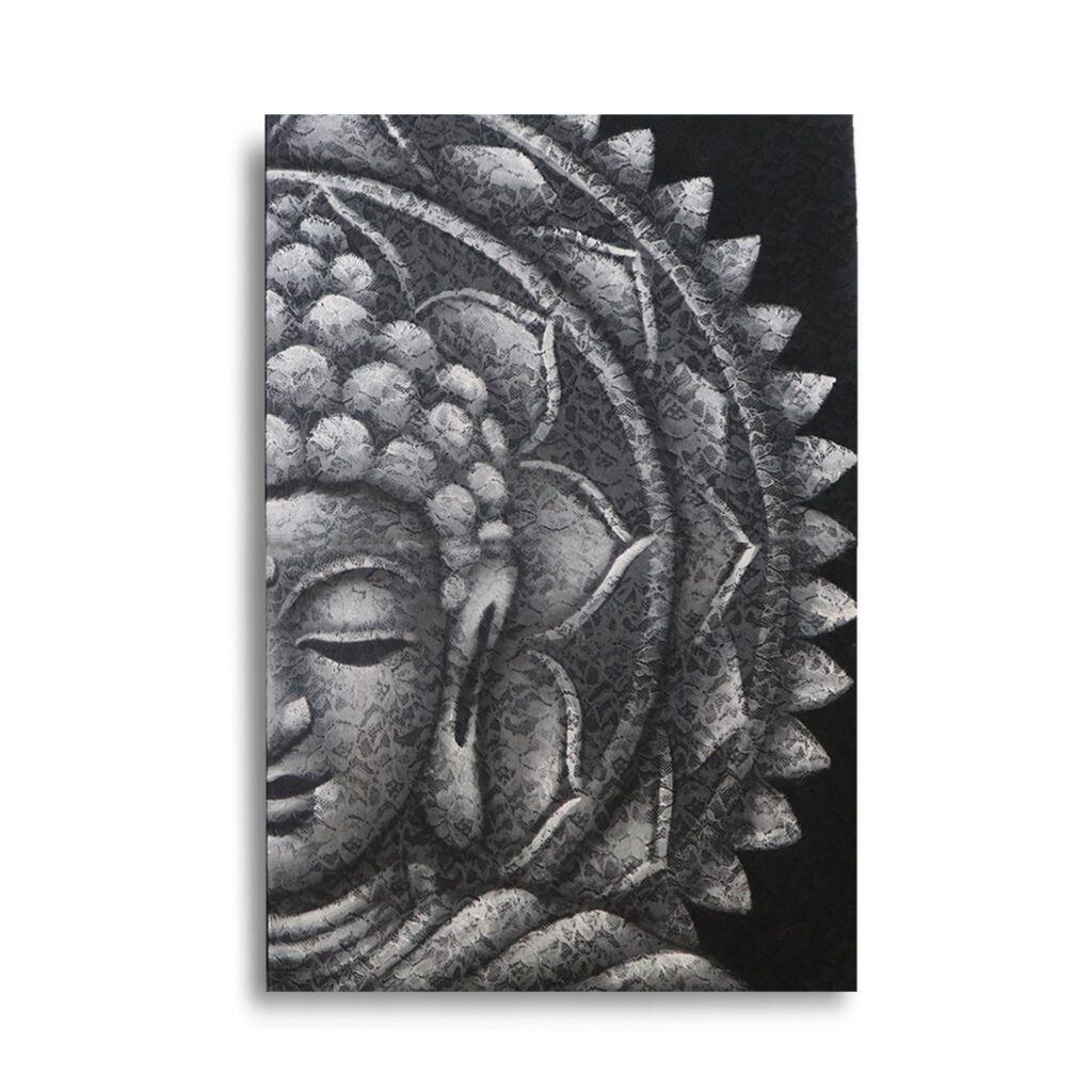grey buddha oil painting